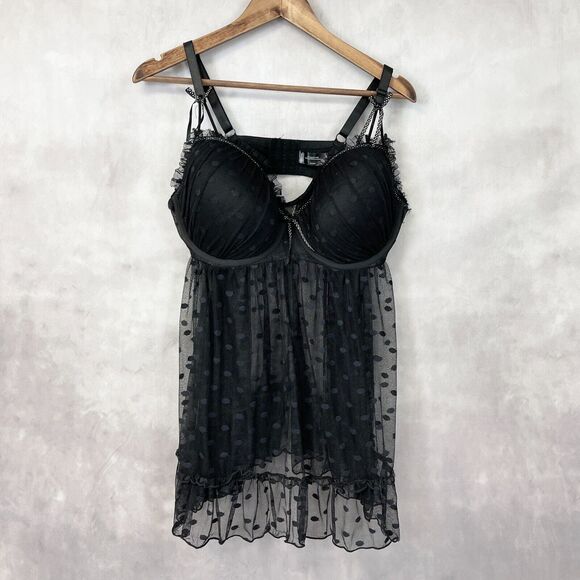 Babydoll‎ Chemise Lingerie Plus Size 2X Sheer Mesh Coquette Whimsigoth Fairy - Picture 1 of 9